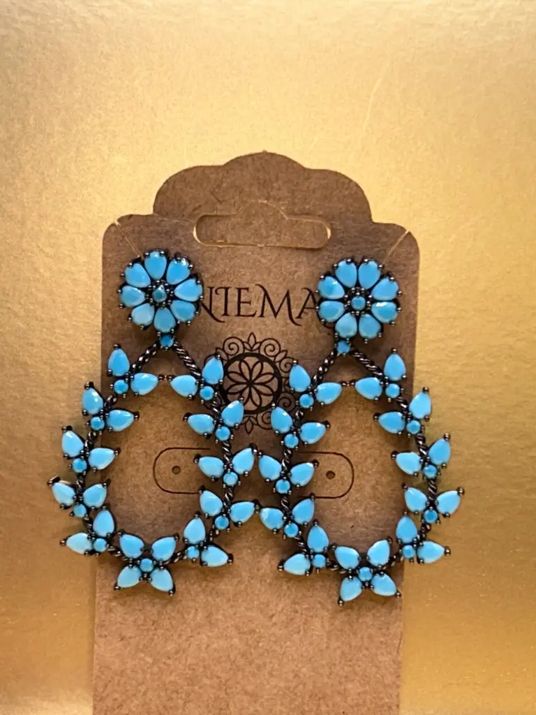 Brinco Turquesa Floral