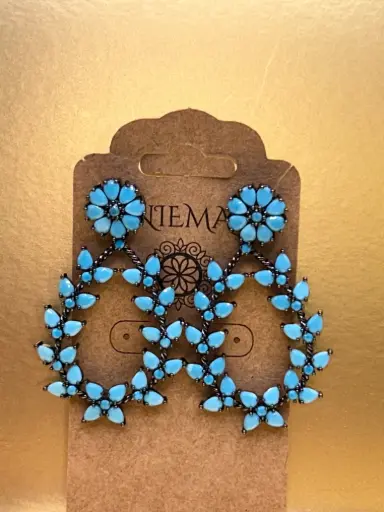 Brinco Turquesa Floral